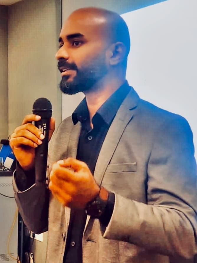 Praveen VR, principal instructor at Bootstack, explaining a design decision